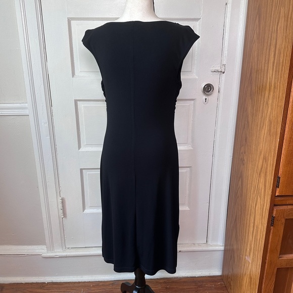 Byer Too! Y2K Classic Black Dress Cowl Neck Split Shoulder Seam Minimalist Sz M - Picture 7 of 17